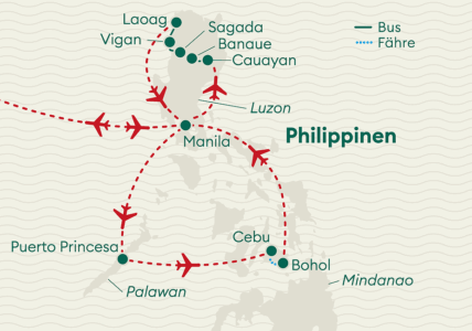 Reiseverlaufskarte Philippinen Privatreise
